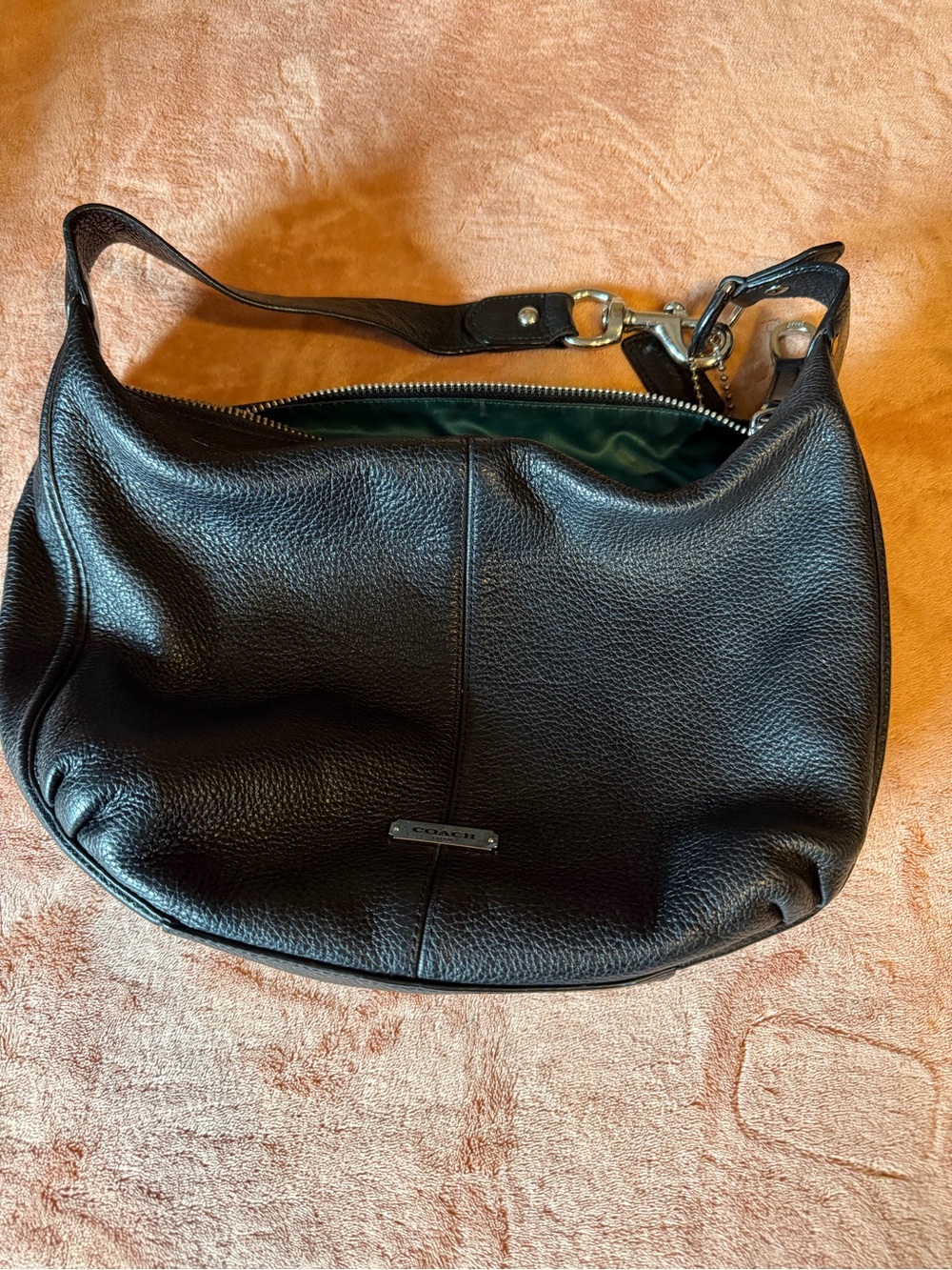Coach Black Pebbled Leather Shoulder Bag